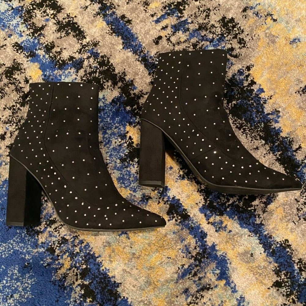 Misguided Studded Pointed Toe Ankle Boots (Black) - Never Worn New In Box
